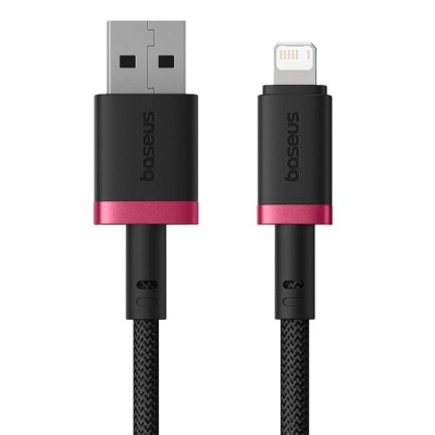 Cablu Baseus Dura Series USB to Lightning, Fast Charging, 480Mbps, 2.4A, Nylon, 1m - Red Black foto