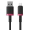 Cablu Baseus Dura Series USB to Lightning, Fast Charging, 480Mbps, 2.4A, Nylon, 1m - Red Black