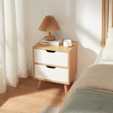 Nachttisch Bordkak mit 2 Schubladen 50x40x30 cm Eicheoptik/Wei&szlig; [en.casa]