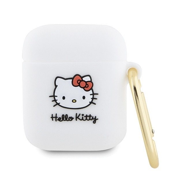 Husa Hello Kitty 3D Kitty Head pentru Apple AirPods Pro Series, Alba