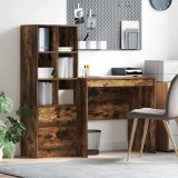vidaXL Birou cu spațiu de depozitare cu sertar 2 pcs Stejar fumuriu 3337365