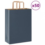 VidaXL Saci de h&acirc;rtie 50 buc cu m&acirc;nere Albastru 26x12x35 cm