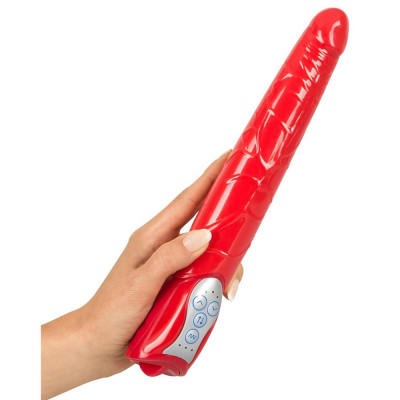 Red Push - Vibrator cu &amp;icirc;mpingere, roșu, 27.5 cm foto