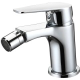 Baterie bideu Idrobric Eureka, crom lucios, cartus ceramic &Oslash; 35 mm, set ventil scurgere cu click-clack 1&rdquo;1/4 plastic, racord flexibil inox 3/8F 40 cm,