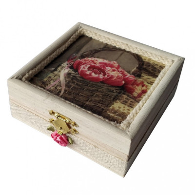Cutiuta din lemn, cu lavanda 11x11x4,5 cm - model 10 foto