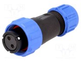 Mufă SP13 mamă WEIPU PIN: 2 IP68 4&divide;6,5mm 13A 250V lipire pe cablu