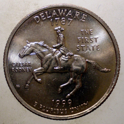 7.521 USA SUA STATE DELAWARE QUARTER DOLLAR 1999 D XF/AUNC foto