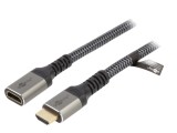 Cablu HDMI 2.1 Goobay 5m Negru-Gri Mufă Textilă Soclu 79108