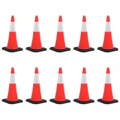 vidaXL Conuri rutiere reflectorizante cu baze grele 10 buc. 75 cm 150944