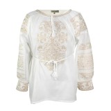 Cumpara ieftin Bluza Alba cu Motiv Floral Crem - BMG173