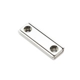 Magnet neodim bloc 40 x 13,5 x 5 mm, &icirc;n carcasă, cu 2 găuri D 3,3 și șanfren D 6,5