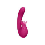 Vibrator Miki Double-Action, Pulse Wave&amp;Flickering, Silicon, USB, Roz, 17 cm