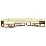 vidaXL Set de canapele de exterior cu pernă 8 pcs Natural și Crem 3382803