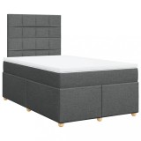 Cumpara ieftin Pat box spring cu saltea, gri inchis, 120x200 cm, textil