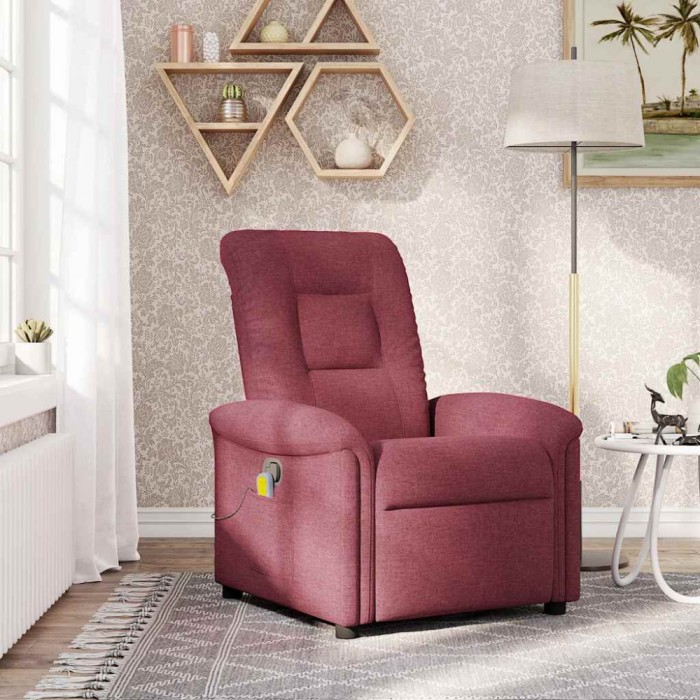 vidaXL Fotoliu de masaj rabatabil, roșu vin, material textil 4015629