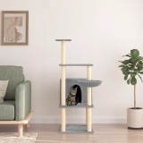 VidaXL Ansamblu de pisici, st&acirc;lpi din funie sisal, gri deschis, 132 cm