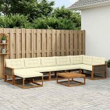 vidaXL Set de canapele de exterior cu pernă 8 pcs Natural și Crem 3381578