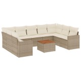 Cumpara ieftin Set canapele de gradina cu perne, 10 piese, bej, poliratan
