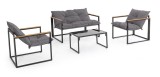 Cumpara ieftin Set mobilier gradina otel negru textil gri lemn maro Ilda 62x73.5x68.5, 75x45x40,