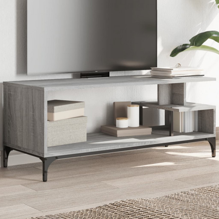 vidaXL Comodă TV, gri sonoma, 102x40x41 cm, lemn și oțel 842414