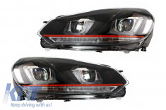 Faruri LED VW Golf 6 VI (2008-up) Golf 7 U Design With Red Strip GTI Semnal LED Dinamic foto