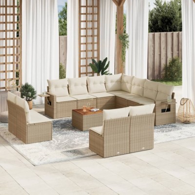vidaXL Set canapele de grădină cu perne, 12 piese, bej, poliratan 3256954 foto
