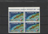 ROMANIA 1997 LP 1441 EXPOZITIA FILATELICA AEROMFILA 97 SUPRATIPAR BLOC DE 4 TIMBRE MNH