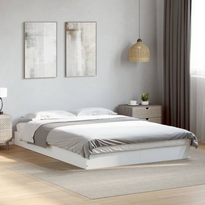 Cadru de pat, alb, 140x200 cm, lemn prelucrat