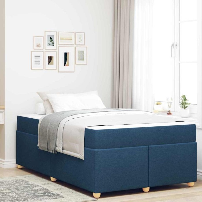 vidaXL Cadru de pat cu saltea albastru 120 x 190 cm țesătură 3399348
