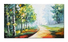 Tablou peisaj pictat manual dormitor, living, Armonia naturii, 120x70cm ulei in cutit efect 3D, Magistral foto