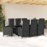 Gossi set mobilier de gradina cu perne, 9 piese, negru, poliratan