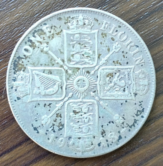 Moneda Regatul Unit - 1 Florin 1918 - Argint