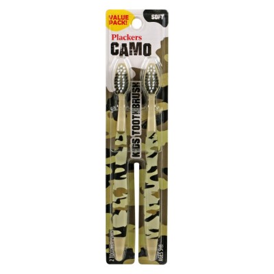 Set Periute de dinti pentru Copii, Plackers, Camo Soft, Peri Moi, Camuflaj Verde, 5-8 Ani, 2 buc foto