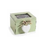 Cumpara ieftin Cutie pliculete ceai sticla lemn verde vintage 10 x 9,5 x 7 H