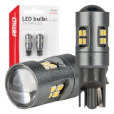 Bec LED Canbus T10 W5W 16SMD 2016 White 12V 24V AMiO, lumina alba rece 6000K, pentru lumini de pozitie, numar si iluminare interior
