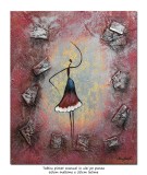 Cumpara ieftin Tablou pictat manual, Balerina stilizata, 60x50cm ulei pe panza in relief, efect 3D