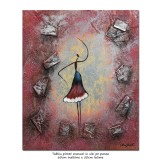 Tablou pictat manual, Balerina stilizata, 60x50cm ulei pe panza in relief, efect 3D