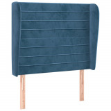 Tăblie pat cu aripioare albastru &icirc;nchis 83x23x118/128cm catifea