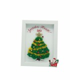 Decoratiune de Craciun, Brad din licheni in rama, Multicolor, 19x24 cm, Eventissimi