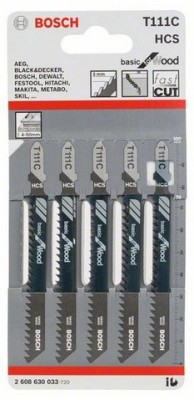 Set p&amp;acirc;nze Bosch pentru ferăstrău vertical T 111 C 5buc 2 608 630 033 foto