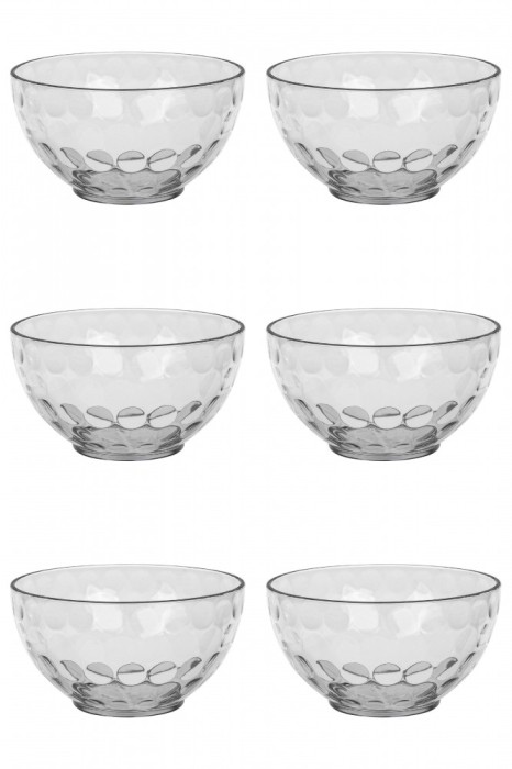Set boluri, 6 piese, 350 ml, Plastic, Transparent