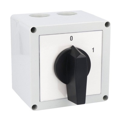 Intrerupator 32A 11kw 0-1 ON-OFF 3 poli IP65 cu came industrial aplicat casetat foto