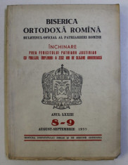 BISERICA ORTODOXA ROMANA - BULETINUL OFICIAL AL PATRIARHIEI ROMANE , ANUL LXXIII , NR. 8 - 9 , AUGUST - SEPTEMBRIE , 1955 foto