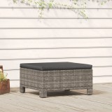 vidaXL Taburet Gradina Gri Poliratan cu Perna 57x57x28cm, Max 110kg