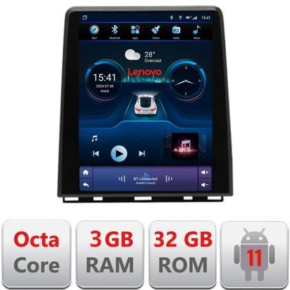 Navigatie Renault Clio 5 high Lenovo Tesla Qled 9.7&quot; Octacore 4Gb RAM 32Gb 4G DSP Carplay Android Auto Bluetooth CarStore Technology