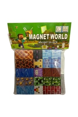Set puzzle Minecraft, blocuri magnetice, 25 de piese, multicolor, personaje multiple foto
