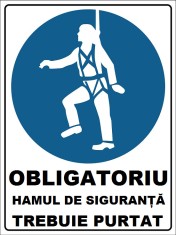 Placuta obligatoriu hamul de siguranta trebuie purtat foto