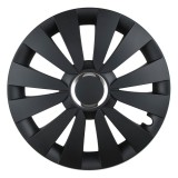 Capac roata auto SKY 16 inch negru mat Leoplast, pentru majoritatea modelelor cu jante din otel, reglare pe circumferinta, pentru jante neconvexe