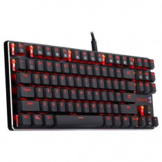 Tastatura gaming mecanica wireless Redragon Mahoraga neagra iluminare rosie switch-uri rosii foto