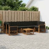 Cumpara ieftin Set de canapele de exterior 8 buc. 7-Locuri Natural si Negru